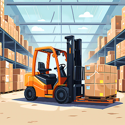 JPG 구름 일러스트 사람없음 운송업 운반 중장비 지게차 택배상자 물류 물류창고 국내일러스트 AI일러스트 AI콘텐츠 자연요소 산업 상자 산업장비 창고 택배 파일형식