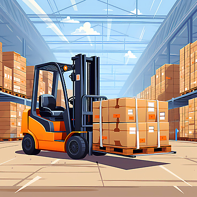 JPG 구름 일러스트 사람없음 운송업 운반 중장비 지게차 택배상자 물류 물류창고 국내일러스트 AI일러스트 AI콘텐츠 자연요소 산업 상자 산업장비 창고 택배 파일형식