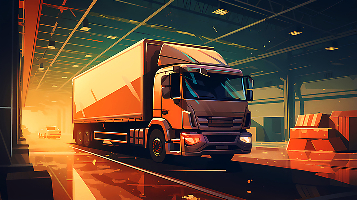 JPG 일러스트 사람없음 트럭 운송업 컨테이너 배송 택배 화물트럭 물류 물류창고 물류센터 국내일러스트 AI일러스트 AI콘텐츠 산업 자동차 창고 파일형식