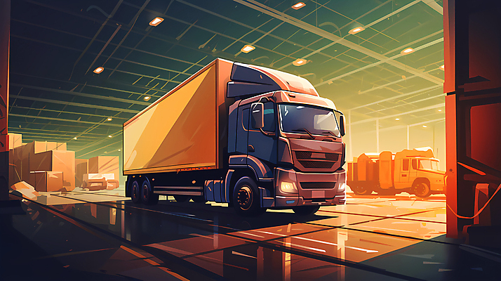 JPG 일러스트 조명 사람없음 트럭 운송업 컨테이너 배송 택배 화물트럭 택배상자 물류 물류창고 물류센터 국내일러스트 AI일러스트 AI콘텐츠 산업 자동차 상자 창고 파일형식