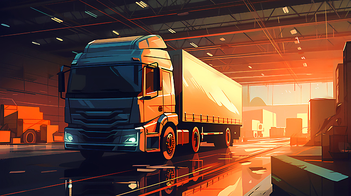 JPG 일러스트 사람없음 트럭 운송업 컨테이너 배송 택배 화물트럭 물류 물류창고 물류센터 국내일러스트 AI일러스트 AI콘텐츠 산업 자동차 창고 파일형식