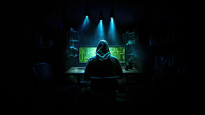 JPG 편집이미지 남자 조명 한명 상반신 성인 뒷모습 컴퓨터 모니터 어둠 사이버 보안 후드티셔츠 해킹 해커 성인남자한명만 편집실사 AI컴퓨터그래픽 AI콘텐츠 1 뷰포인트 티셔츠 안전 사람 전자제품 범죄 CG 남자한명만 성인남자만 파일형식