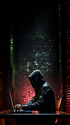 JPG 편집이미지 남자 한명 상반신 성인 노트북 어둠 타이핑 사이버 보안 후드티셔츠 해킹 해커 성인남자한명만 편집실사 AI컴퓨터그래픽 AI콘텐츠 1 티셔츠 안전 사람 전자제품 범죄 CG 남자한명만 성인남자만 파일형식