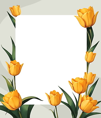 JPG 꽃 잎 일러스트 프레임 사람없음 노란색 사각형 회색 오브젝트 화사함 국내일러스트 AI일러스트 AI콘텐츠 도형 식물 컬러 컨셉 파일형식