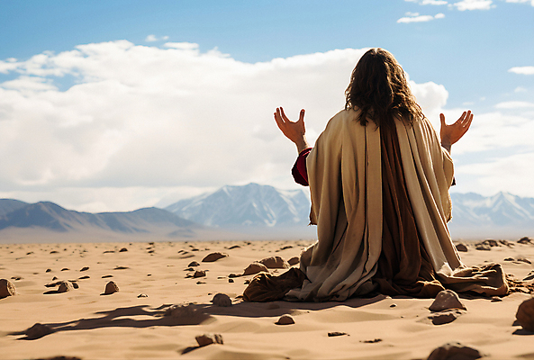 JPG 전신 구름 편집이미지 남자 기독교 하늘 한명 앉기 성인 손들기 사막 조약돌 기도 예수 디지털합성 성인남자한명만 편집실사 AI인물포토 AI콘텐츠 자연요소 1 종교 모션 사람 돌_바위 신_종교 CG 남자한명만 성인남자만 파일형식 AI포토