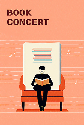 전신 PSD 남자 포스터 음표 일러스트 한명 들기 앉기 성인 책 소파 독서 주황색 콘서트 교양 집중 읽기 오선 성인남자한명만 국내일러스트 1 기호 음악 컬러 컨셉 의자 모션 사람 공연 남자한명만 성인남자만 파일형식