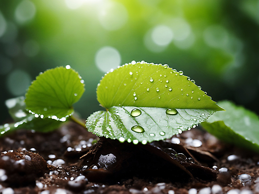 JPG 편집이미지 자연 나뭇잎 사람없음 초록색 흙 물방울 이슬 땅 디지털합성 에코 친환경 보케 빛망울 편집소스 편집실사 AI포토 AI콘텐츠 컬러 잎 빛 환경 CG 생태계 파일형식