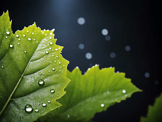 JPG 편집이미지 자연 나뭇잎 사람없음 초록색 물방울 이슬 디지털합성 에코 친환경 보케 빛망울 편집소스 편집실사 AI포토 AI콘텐츠 컬러 잎 빛 환경 CG 생태계 파일형식