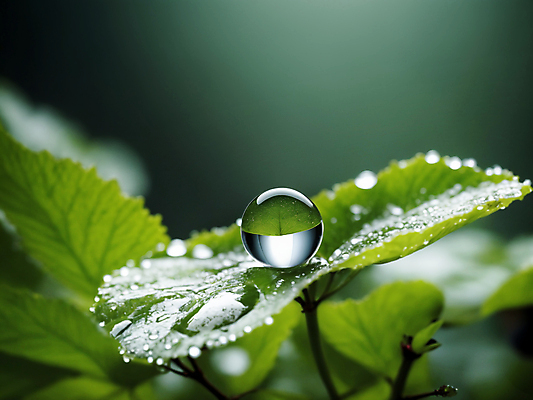 JPG 편집이미지 자연 나뭇잎 사람없음 초록색 물방울 투명 이슬 구슬 디지털합성 에코 친환경 편집소스 편집실사 AI포토 AI콘텐츠 컬러 잎 환경 CG 생태계 파일형식