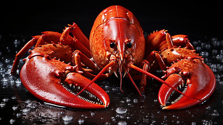JPG 편집이미지 사람없음 빨간색 물방울 신선 가재 바닷가재 해산물 편집실사 AI포토 AI콘텐츠 컬러 갑각류 CG 파일형식