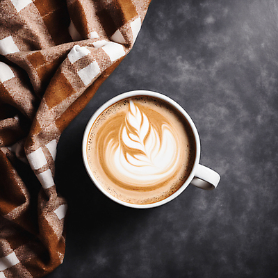 JPG 편집이미지 커피 사람없음 하이앵글 커피잔 천 라떼아트 차이티라떼 차이티 편집실사 AI포토 AI콘텐츠 음료 뷰포인트 잔 차_음료 직물 CG 그림 라떼 파일형식