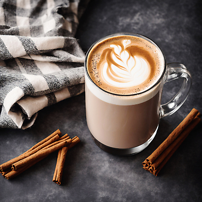 JPG 편집이미지 커피 사람없음 천 라떼아트 시나몬 시나몬스틱 차이티라떼 차이티 편집실사 AI포토 AI콘텐츠 음료 차_음료 직물 CG 그림 라떼 파일형식