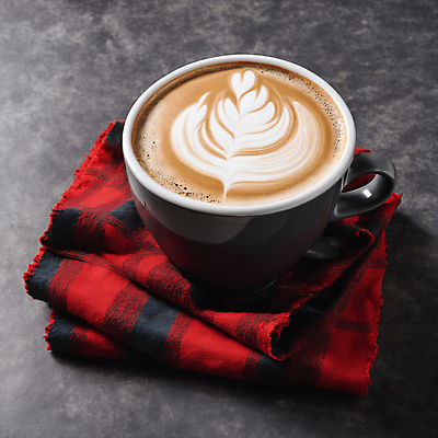 JPG 편집이미지 커피 사람없음 커피잔 천 라떼아트 차이티라떼 차이티 편집실사 AI포토 AI콘텐츠 음료 잔 차_음료 직물 CG 그림 라떼 파일형식