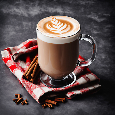 JPG 편집이미지 커피 사람없음 컵 천 라떼아트 시나몬 시나몬스틱 팔각회향 차이티라떼 차이티 편집실사 AI포토 AI콘텐츠 식기 음료 차_음료 직물 향신료 CG 그림 라떼 파일형식