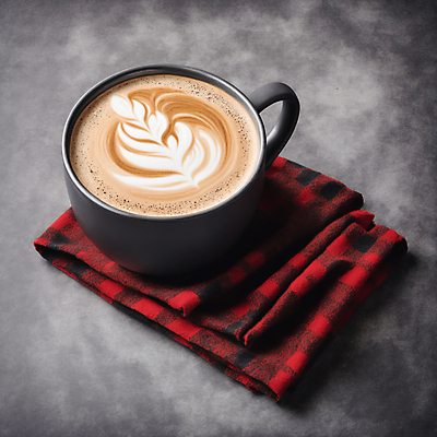 JPG 편집이미지 커피 사람없음 커피잔 천 라떼아트 차이티라떼 차이티 편집실사 AI포토 AI콘텐츠 음료 잔 차_음료 직물 CG 그림 라떼 파일형식