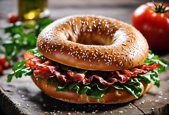 JPG 편집이미지 채소 사람없음 베이컨 베이글 나무도마 베이글샌드위치 편집실사 AI포토 AI콘텐츠 빵 도마 샌드위치 돼지고기 목재 CG 파일형식