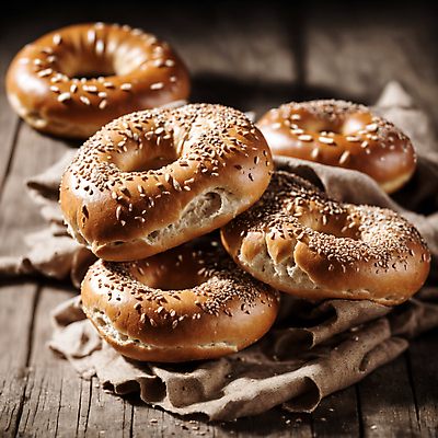 JPG 편집이미지 사람없음 갈색 쌓기 천 베이글 참깨 편집실사 AI포토 AI콘텐츠 빵 컬러 모션 직물 CG 깨 파일형식