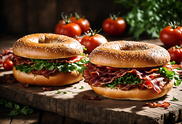 JPG 편집이미지 토마토 채소 사람없음 베이컨 베이글 나무도마 베이글샌드위치 편집실사 AI포토 AI콘텐츠 빵 도마 샌드위치 돼지고기 목재 CG 파일형식