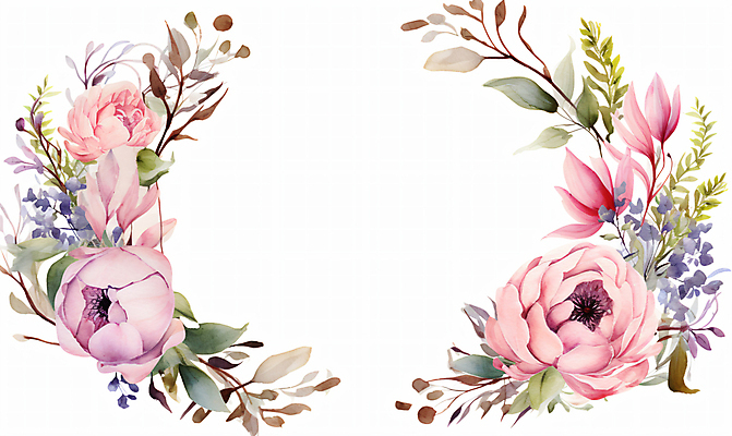 JPG 배너 꽃 분홍색 잎 일러스트 프레임 사람없음 풀 카피스페이스 국내일러스트 AI일러스트 AI콘텐츠 식물 컬러 공백 파일형식