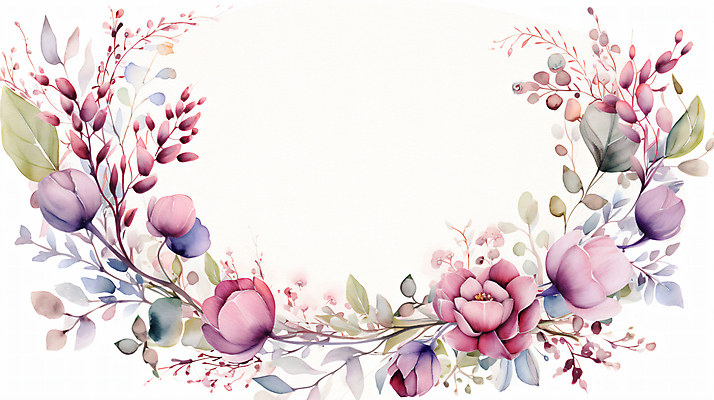 JPG 배너 꽃 잎 일러스트 프레임 사람없음 보라색 풀 카피스페이스 국내일러스트 AI일러스트 AI콘텐츠 식물 컬러 공백 파일형식