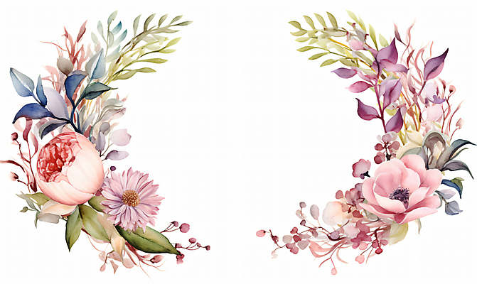 JPG 배너 꽃 분홍색 잎 일러스트 프레임 사람없음 풀 카피스페이스 국내일러스트 AI일러스트 AI콘텐츠 식물 컬러 공백 파일형식