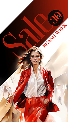 PSD 편집이미지 배너 여자 패션 포스터 수채화 한명 들기 정장 상반신 성인 빨간색 쇼핑 쇼핑백 세일 걷기 주머니손 의료성형뷰티 성인여자한명만 이미지편집 1 옷 컬러 가방 모션 사람 여자한명만 성인여자만 파일형식