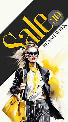 PSD 편집이미지 배너 여자 패션 포스터 붓터치 수채화 한명 정장 상반신 성인 쇼핑 선글라스 노란색 세일 걷기 검은색 번짐 의료성형뷰티 성인여자한명만 이미지편집 1 옷 안경 컬러 모션 사람 여자한명만 성인여자만 파일형식 효과