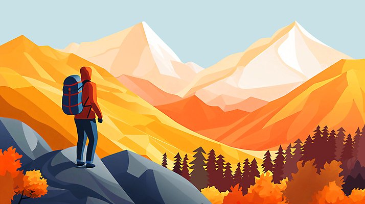 JPG 전신 나무 남자 스포츠 단풍 일러스트 배낭 하늘 산 한명 풍경 성인 레포츠 운동 주황색 등산 가을 바위 등산객 후드티 성인남자한명만 국내일러스트 AI일러스트 AI콘텐츠 식물 1 계절 컬러 티셔츠 잎 가방 레저 건강 사람 트래킹 돌_바위 남자한명만 성인남자만 파일형식