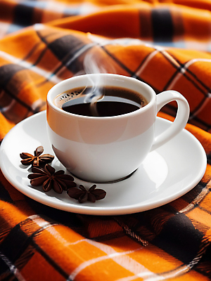 JPG 편집이미지 풍경 근접촬영 사람없음 주황색 가을 연기 커피잔 담요 컵받침 체크무늬 편집실사 AI포토 AI콘텐츠 계절 커피 뷰포인트 컬러 무늬 잔 받침대 CG 파일형식