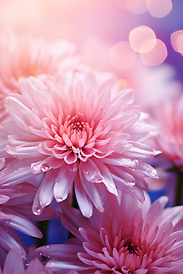 JPG 편집이미지 꽃 분홍색 자연 국화 사람없음 물방울 보케 편집실사 AI포토 AI콘텐츠 식물 컬러 CG 생태계 파일형식