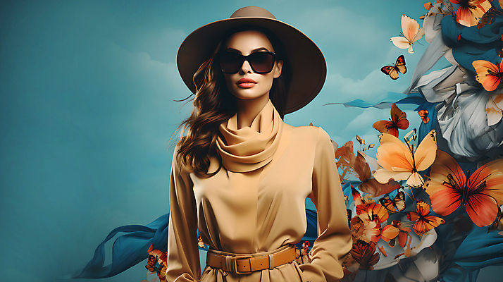 JPG 편집이미지 모자 여자 나비 한명 상반신 성인 선글라스 가을 천 디지털합성 주머니손 의료성형뷰티 성인여자한명만 편집실사 AI인물포토 AI콘텐츠 1 잡화 계절 안경 곤충 모션 사람 직물 CG 여자한명만 성인여자만 파일형식 AI포토