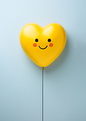 JPG 편집이미지 하늘색 미소 웃음 사람없음 노란색 하트 수줍음 디지털합성 하트풍선 풍선 편집소스 이모지 편집실사 AI포토 AI콘텐츠 모양 감정 컬러 표정 파란색 CG 파일형식