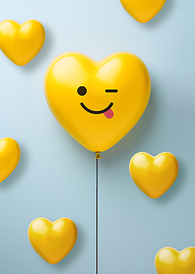 JPG 편집이미지 감정 하늘색 윙크 사람없음 노란색 하트 디지털합성 메롱 하트풍선 풍선 편집소스 이모지 편집실사 AI포토 AI콘텐츠 모양 컬러 모션 표정 파란색 CG 파일형식