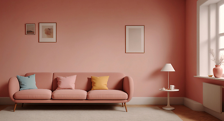 JPG 편집이미지 화분 분홍색 액자 쿠션 창문 탁자 실내 사람없음 인테리어 소파 공간 스탠드 디지털합성 파스텔톤 미니멀 편집실사 AI포토 AI콘텐츠 디자인 컬러 가구 의자 조명 내부 CG 파일형식