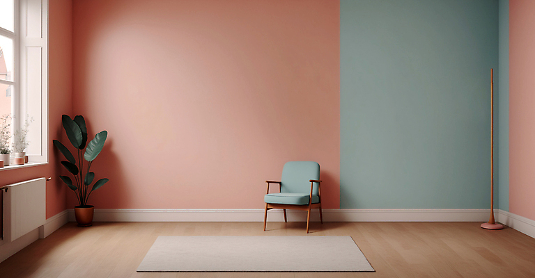 JPG 편집이미지 화분 분홍색 의자 창문 실내 사람없음 인테리어 카펫 공간 디지털합성 파스텔톤 미니멀 편집실사 AI포토 AI콘텐츠 디자인 컬러 가구 내부 CG 파일형식