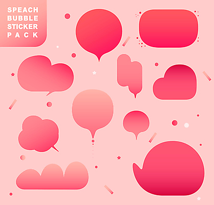 디자인 분홍색 말풍선 스티커 일러스트 추상 사람없음 세트 다이어리 엘리먼트 다꾸 국내일러스트 AI파일 컬러 무늬 사무용품 신조어 약어 파일형식 벡터