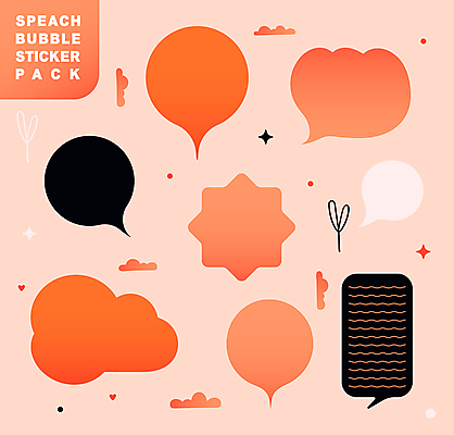 디자인 말풍선 스티커 일러스트 추상 사람없음 세트 다이어리 검은색 주황색 엘리먼트 다꾸 국내일러스트 AI파일 컬러 무늬 사무용품 신조어 약어 파일형식 벡터