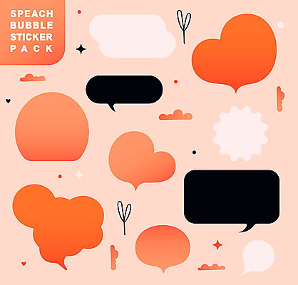 디자인 말풍선 스티커 일러스트 추상 사람없음 세트 다이어리 검은색 주황색 엘리먼트 다꾸 국내일러스트 AI파일 컬러 무늬 사무용품 신조어 약어 파일형식 벡터