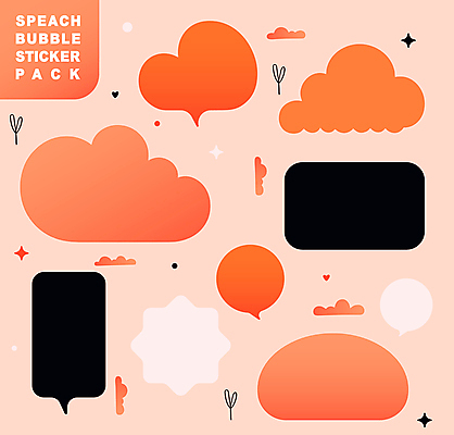 디자인 말풍선 스티커 일러스트 추상 사람없음 세트 다이어리 검은색 주황색 엘리먼트 다꾸 국내일러스트 AI파일 컬러 무늬 사무용품 신조어 약어 파일형식 벡터