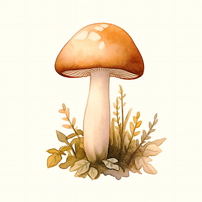 JPG 무료이미지 일러스트 자연 수채화 사람없음 갈색 버섯 가을 풀잎 국내일러스트 AI일러스트 AI콘텐츠 계절 컬러 잎 풀_식물 생태계 파일형식