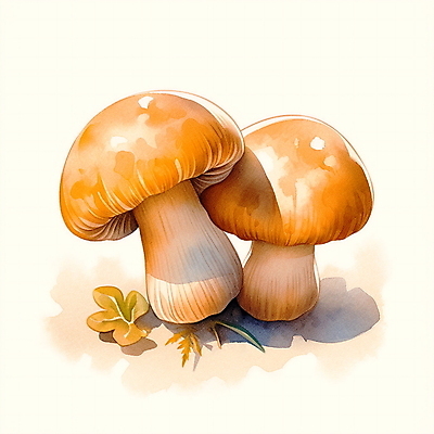 JPG 잎 일러스트 자연 수채화 사람없음 주황색 버섯 가을 국내일러스트 AI일러스트 AI콘텐츠 식물 계절 컬러 생태계 파일형식