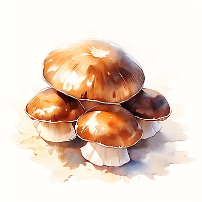 JPG 일러스트 자연 수채화 사람없음 갈색 버섯 가을 국내일러스트 AI일러스트 AI콘텐츠 계절 컬러 생태계 파일형식