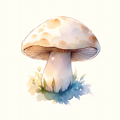 JPG 일러스트 자연 수채화 사람없음 버섯 가을 흰색 풀잎 국내일러스트 AI일러스트 AI콘텐츠 계절 컬러 잎 풀_식물 생태계 파일형식