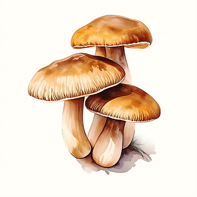 JPG 일러스트 자연 수채화 사람없음 갈색 버섯 가을 국내일러스트 AI일러스트 AI콘텐츠 계절 컬러 생태계 파일형식