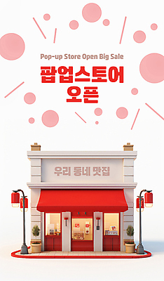 PSD 편집이미지 사람없음 빨간색 상점 식당 흰색 오픈 맛집 빅세일 오프라인 팝업스토어 이미지편집 컬러 세일 파일형식
