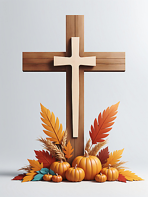 JPG 편집이미지 배너 십자가 단풍 호박 나뭇잎 사람없음 3D 가을 추수감사절 편집3D AI컴퓨터그래픽 AI콘텐츠 계절 기독교 잎 채소 디지털합성 파일형식