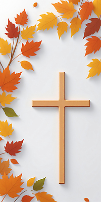 JPG 편집이미지 십자가 단풍 나뭇잎 사람없음 3D 가을 추수감사절 편집3D AI컴퓨터그래픽 AI콘텐츠 계절 기독교 잎 디지털합성 파일형식