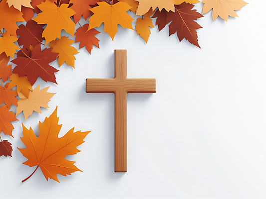 JPG 편집이미지 십자가 단풍 나뭇잎 사람없음 3D 가을 추수감사절 편집3D AI컴퓨터그래픽 AI콘텐츠 계절 기독교 잎 디지털합성 파일형식