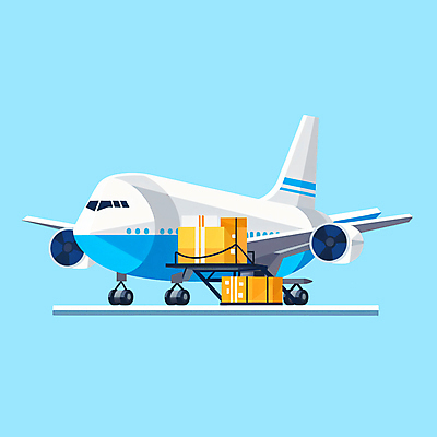 JPG 하늘색 일러스트 비행기 사람없음 화물 운송업 종이상자 배송 택배 택배상자 해외배송 국내일러스트 AI일러스트 AI콘텐츠 산업 항공교통 대중교통 파란색 상자 파일형식