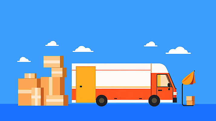 JPG 구름 일러스트 사람없음 파란색 쌓기 화물 운송업 종이상자 배송 택배 택배상자 거치대 탑차 국내일러스트 AI일러스트 AI콘텐츠 자연요소 산업 컬러 모션 상자 트럭 파일형식